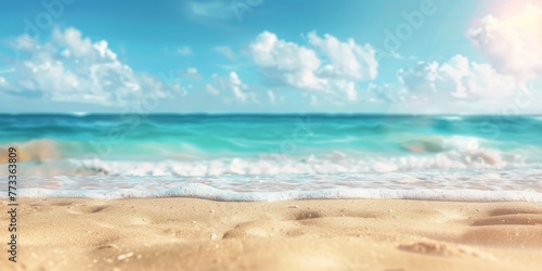 Azure ocean sand and blue sky Generative AI