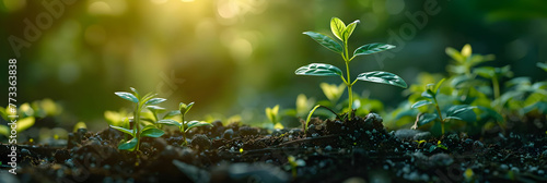 Money-saving concept money growing on tree concept, small plant that is growing out of the ground