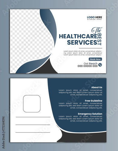 professional medical post card design template, healthcare post card.