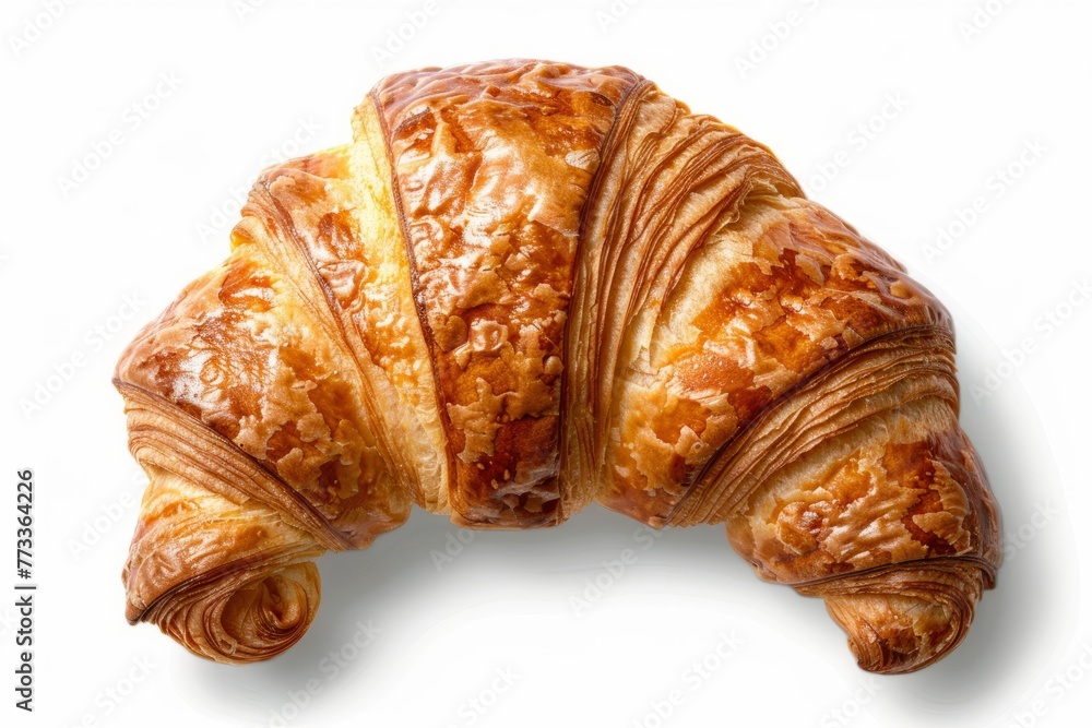 Top view of fresh croissant isolated on white, French bakery breakfast. Golden pastry with butter, sweet and gourmet food background Top view of fresh croissant isolated on white, French bakery breakfast. Golden pastry with butter, sweet and gourmet food background