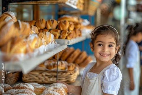 Young Girl Observing Baked Goods Display