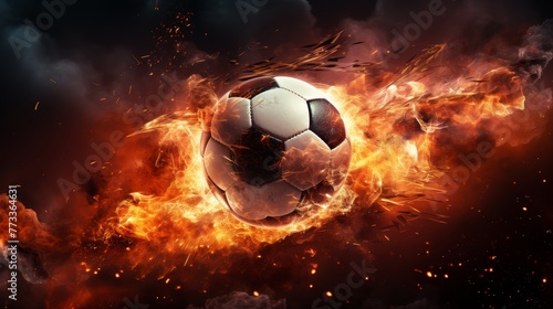 Football with sparks flying, Soccer ball on drops water trail © Media Srock