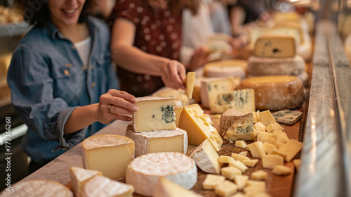 Artisan Cheese Selection at a Gourmet Market photo
