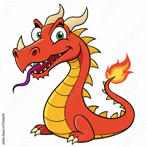 Cute Cartoon Dragon Vector