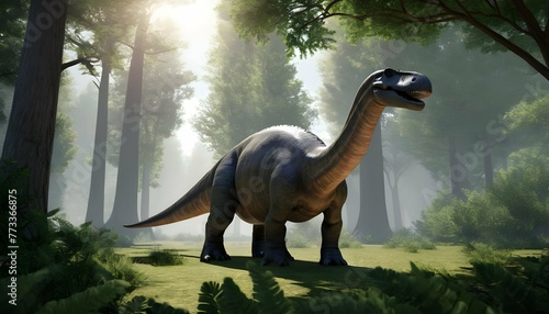 Apatosaurus With Its Long Neck Stretched High An © Hawa