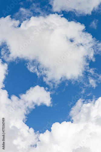 White clouds in the deep blue sky