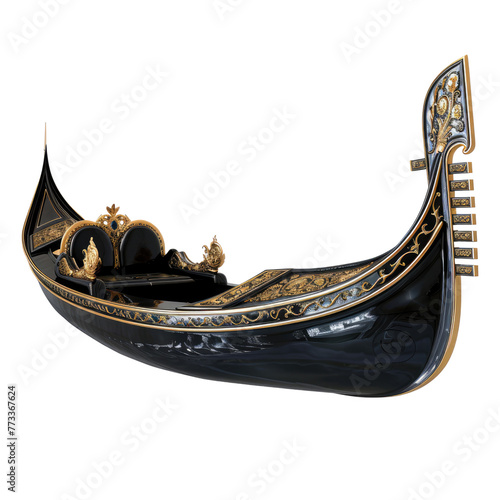 Venetian Elegance gondola isolated on transparent background © Shahid