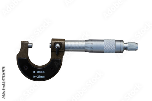 Tableau sur toile Metric outside micrometer tool measuring instrument transparent background