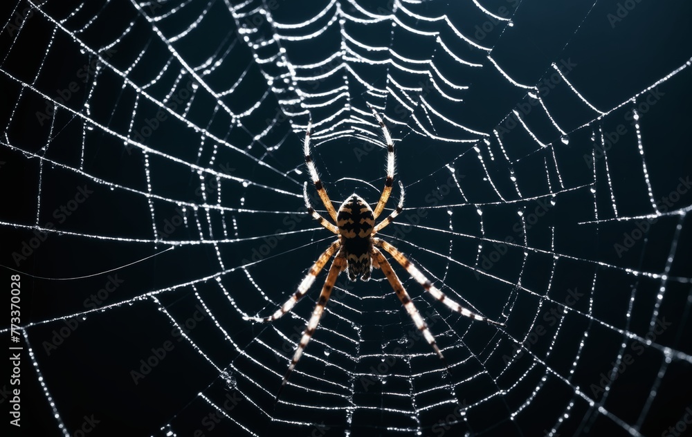 Spider in the web on a dark background close-up macro photography Spider in the web on a dark background close-up macro photography