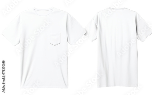 A white t-shirt featuring a single pocket, adding a touch of utility to a classic wardrobe staple