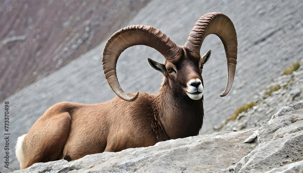 An Ibex With Its Ears Perked Up Listening For Pre