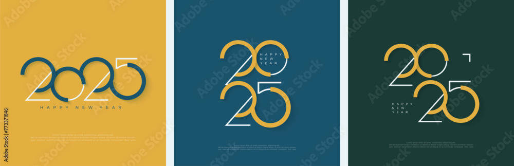 Retro happy new year 2025 design with unique numbers and very balanced ...