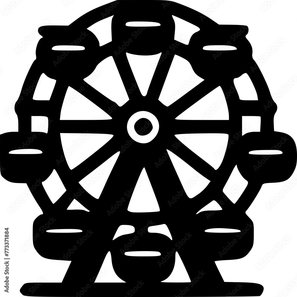 A black and white drawing of a Ferris wheel. The wheel is the main focus of the image, and it is a whimsical and playful design. The black and white color scheme adds a sense of nostalgia A black and white drawing of a Ferris wheel. The wheel is the main focus of the image, and it is a whimsical and playful design. The black and white color scheme adds a sense of nostalgia