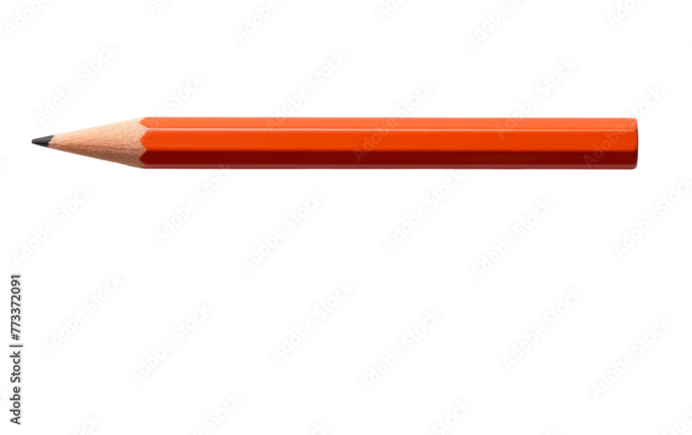 An orange pencil standing boldly on a white background An orange pencil standing boldly on a white background