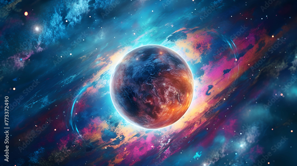 Obraz premium Space scene with planets. stars and nebula. 3d rendering