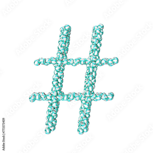 Symbol made of turquoise volleyballs