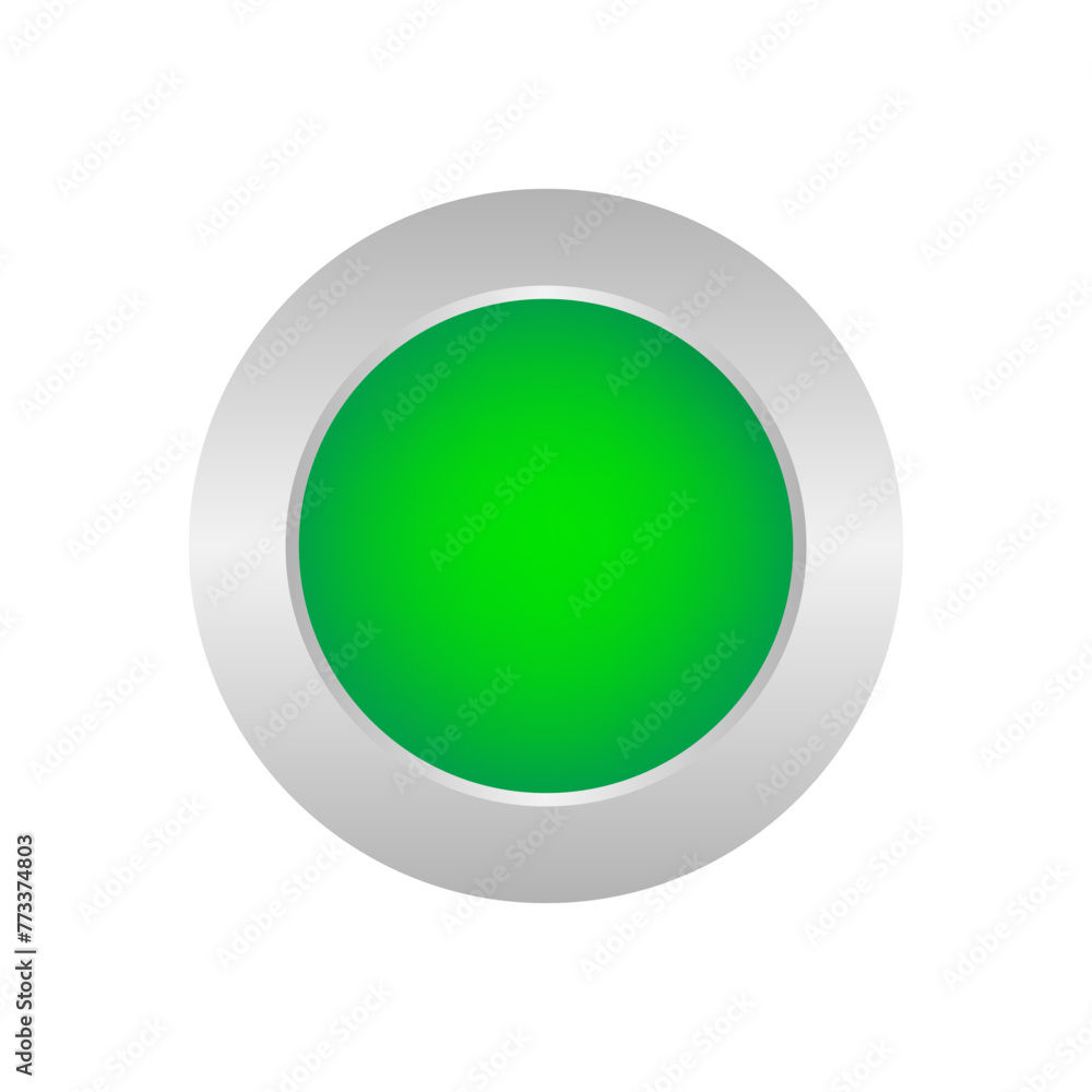 Green Button or Start Button. Vector Illustration Isolated on White Background. Green Button or Start Button. Vector Illustration Isolated on White Background.