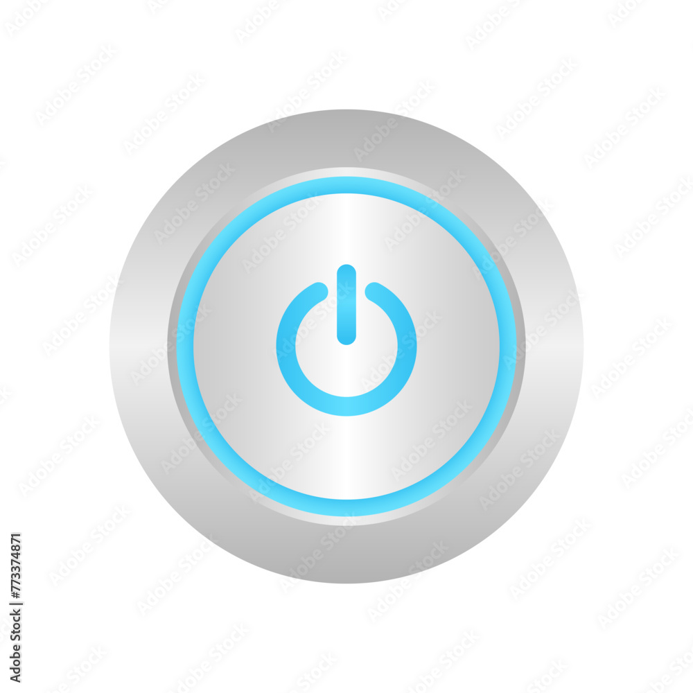 Start Button or Power Button. Vector Illustration Isolated on White Background. Start Button or Power Button. Vector Illustration Isolated on White Background.