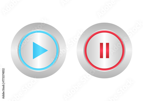 Play and Pause Button. Vector Illustration Isolated on White Background. 