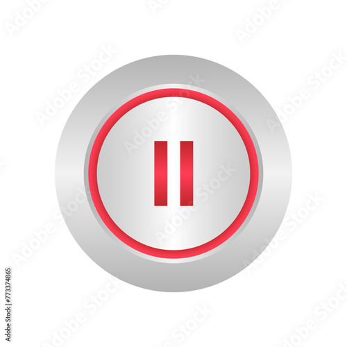 Pause Button. Vector Illustration Isolated on White Background. 