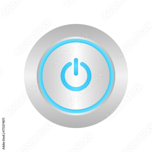 Start Button or Power Button. Vector Illustration Isolated on White Background. 