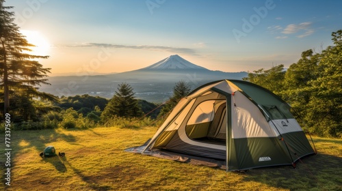 Camping At Mountain : Tent with a view of Fuji Mountain, 