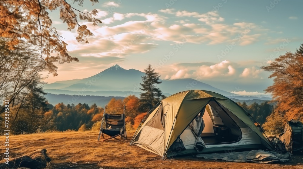 Camping At Mountain : Tent with a view of Fuji Mountain, 