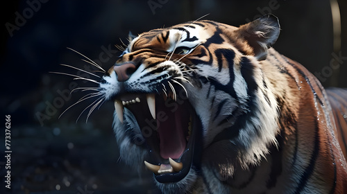 Closeup of tiger angry face wildlife - Ai Generated