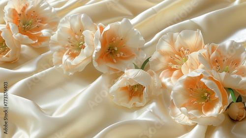 delicate flowers on silk fabric