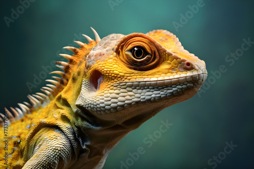 Closeup of Chameleons angry face wildlife - Ai Generated