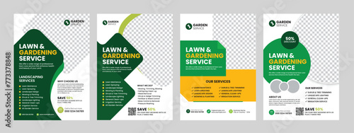 lawn care garden or landscaping service flyer template leaflet, poster, advertise, reports, brochure cover design