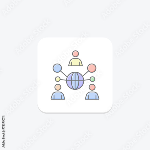 Partnership Network icon, network, partnership, collaboration, teamwork lineal color icon, editable vector icon, pixel perfect, illustrator ai file