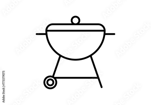 Icono negro de barbacoa en fondo blanco. 