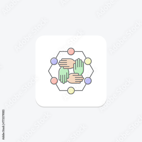 Partnership Unity icon, unity, partnership, collaboration, teamwork lineal color icon, editable vector icon, pixel perfect, illustrator ai file