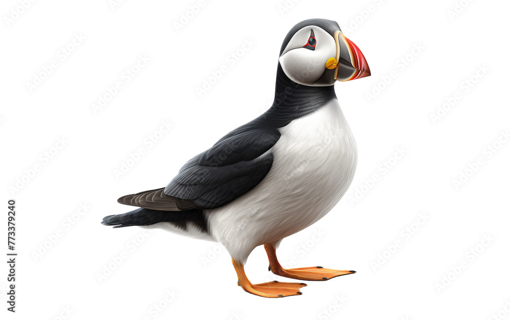 Fototapeta premium A majestic bird, close up, gracefully poised on a crisp white background