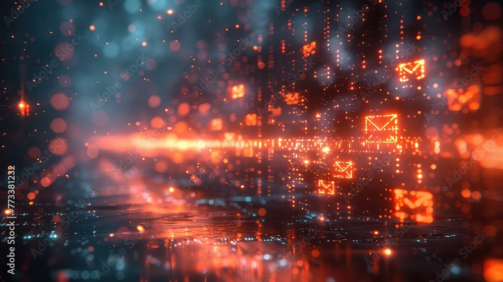 Image of Blue Geometric Shapes With Glowing Connections Image of Blue Geometric Shapes With Glowing Connections
