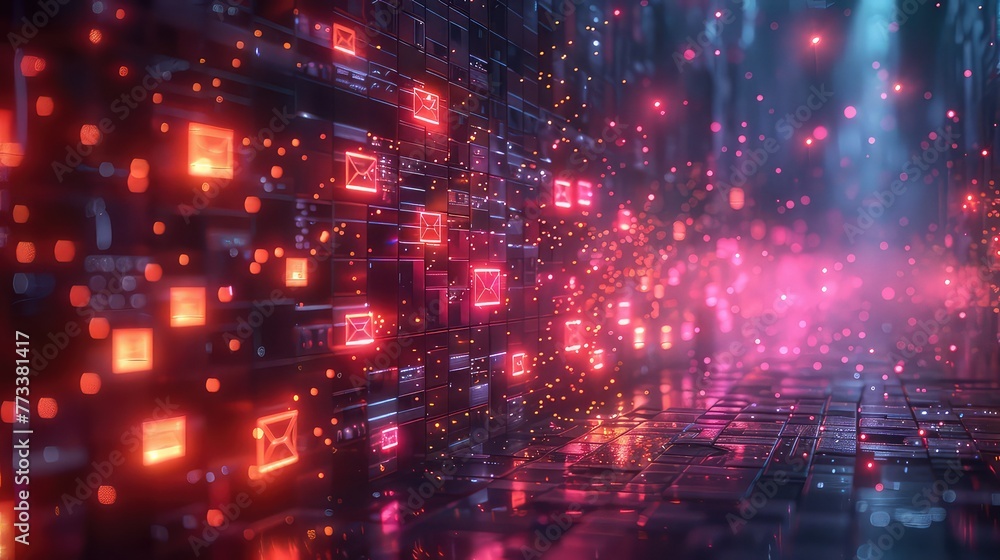 Fototapeta premium Image of Blue Geometric Shapes With Glowing Connections