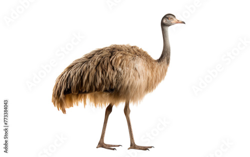 A majestic ostrich stands proudly in front of a pristine white background