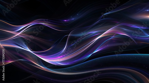 Wallpaper Mural Abstract background with black, blue and purple space waves, digital illustration Torontodigital.ca
