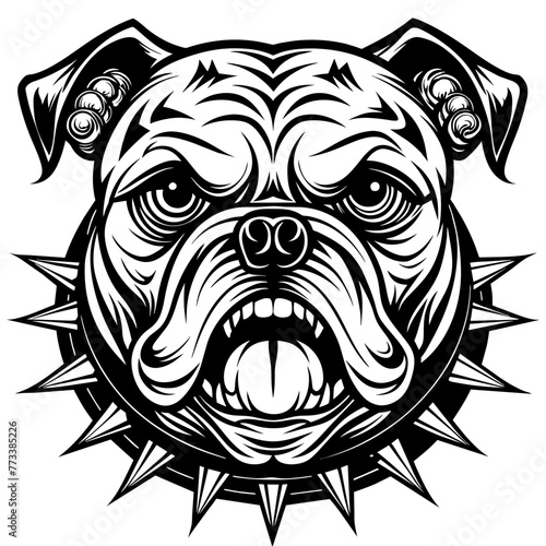 Vector illustration Grumpy, English Bulldog Wrinkled.