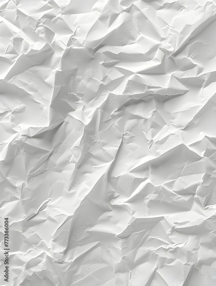 Obraz premium Crumpled white paper texture abstract - Ai Generated