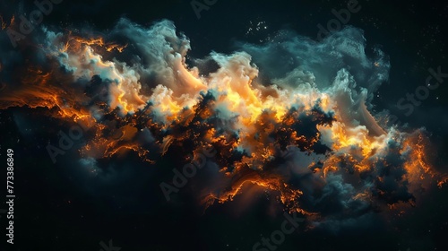 Abstract harmonious nebula cloud patterns swirling in isolated cosmic shape, artistic illustration photo