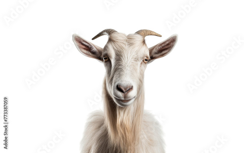 Close-up of a majestic goat with long, flowing hair