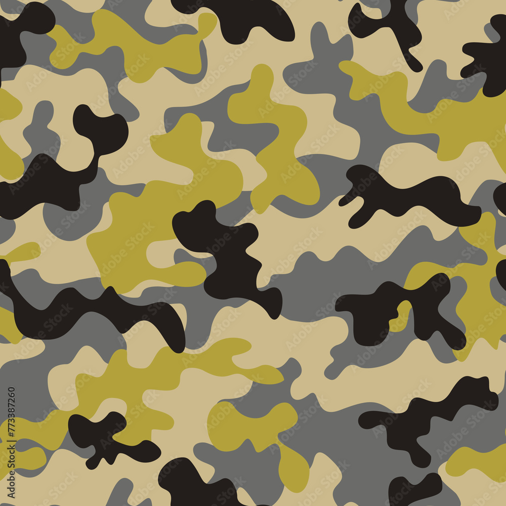 Fototapeta premium Camouflage modern pattern, fashionable vector background for textiles, gray yellow