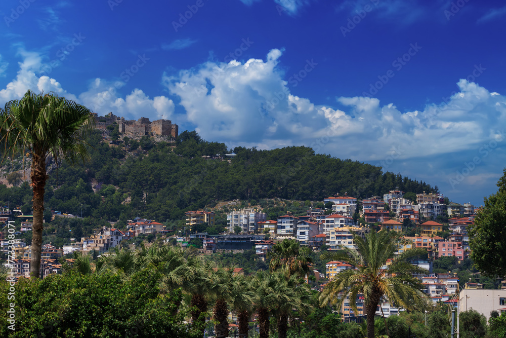 Beautiful houses and city streets, public place in Turkey, on a summer sunny day Beautiful houses and city streets, public place in Turkey, on a summer sunny day