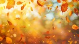 Autumn leaves falling against blurred natural background, seasonal change concept, vector illustration