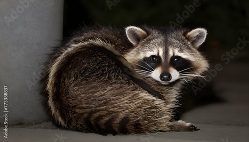 A Raccoon With Its Tail Curled Around Its Body Ke  3