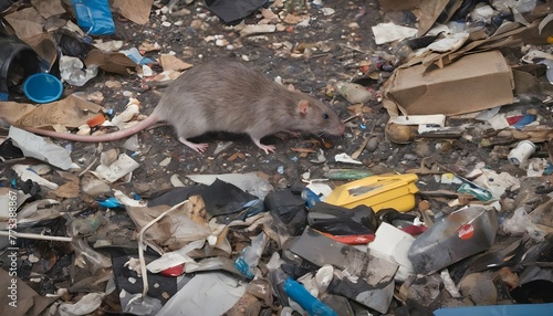 A Rat Exploring A Garbage Dump Surrounded By Disc