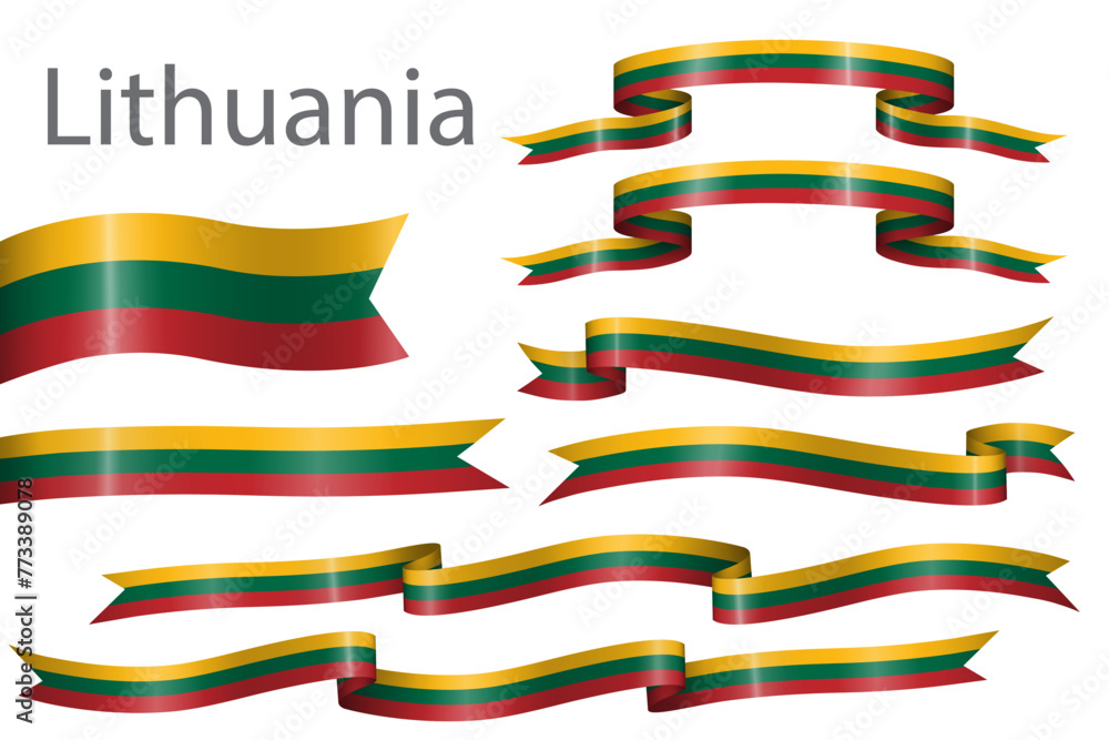 set of flag ribbon with colors of Lithuania for independence day celebration decoration set of flag ribbon with colors of Lithuania for independence day celebration decoration