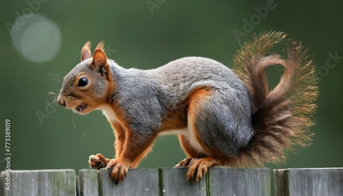 A Squirrel Scampering Along A Fence